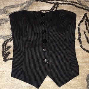 Guess strapless vest black and white pinstripes xs